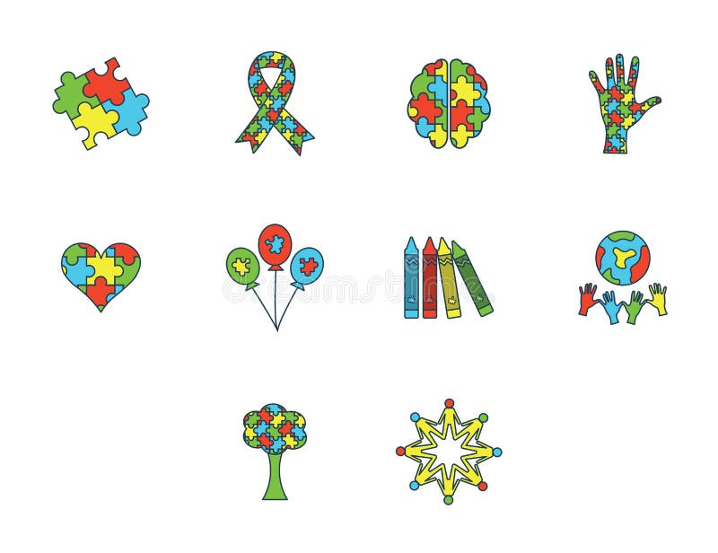 Vector icon set for awareness against white background. Vector icon set for awareness against white background