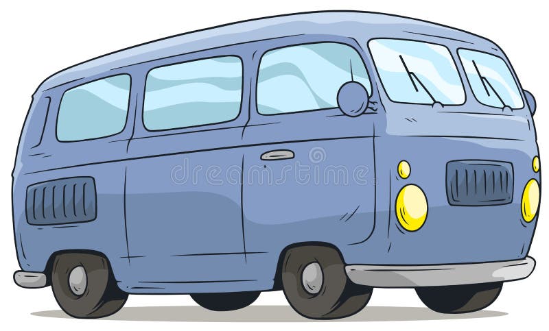 Vektorikone van bus der Karikatur nette blaue Retro-