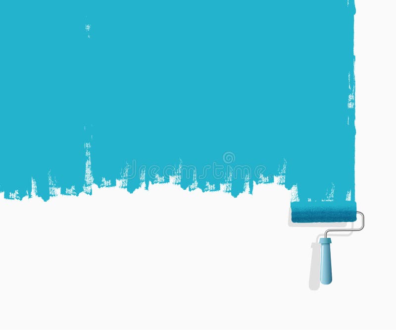 Vektorillustration av borsten för målarfärgrulle med blå målarfärg och målad väggtextur - Mappen f?r vektorn stock illustrationer Vektorillustration av borsten för målarfärgrulle med blå målarfärg och målad väggtextur - Mappen f?r vektorn stock illustrationer