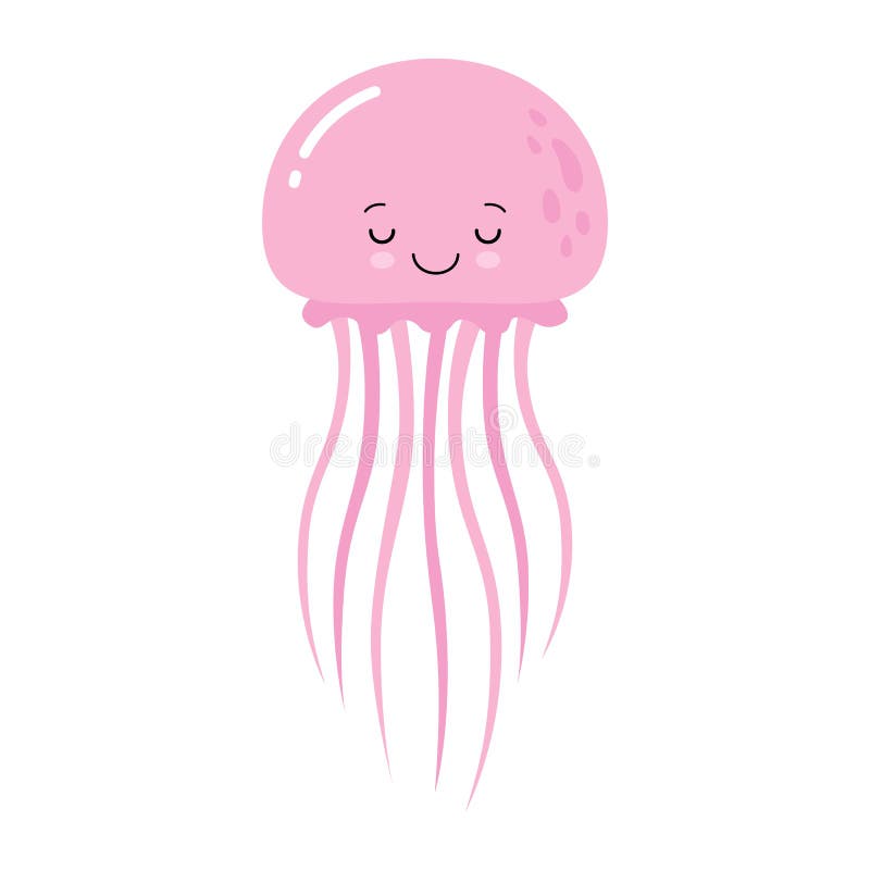 Vektorillustration av den roliga rosa manet för tecknad film som isoleras på vit bakgrund Kawaii royaltyfri illustrationer Vektorillustration av den roliga rosa manet för tecknad film som isoleras på vit bakgrund Kawaii royaltyfri illustrationer