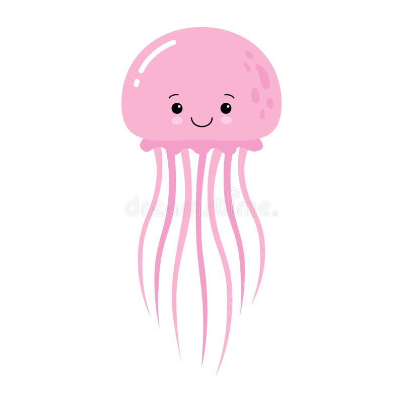 Vektorillustration av den roliga rosa manet för tecknad film som isoleras på vit bakgrund Kawaii vektor illustrationer Vektorillustration av den roliga rosa manet för tecknad film som isoleras på vit bakgrund Kawaii vektor illustrationer