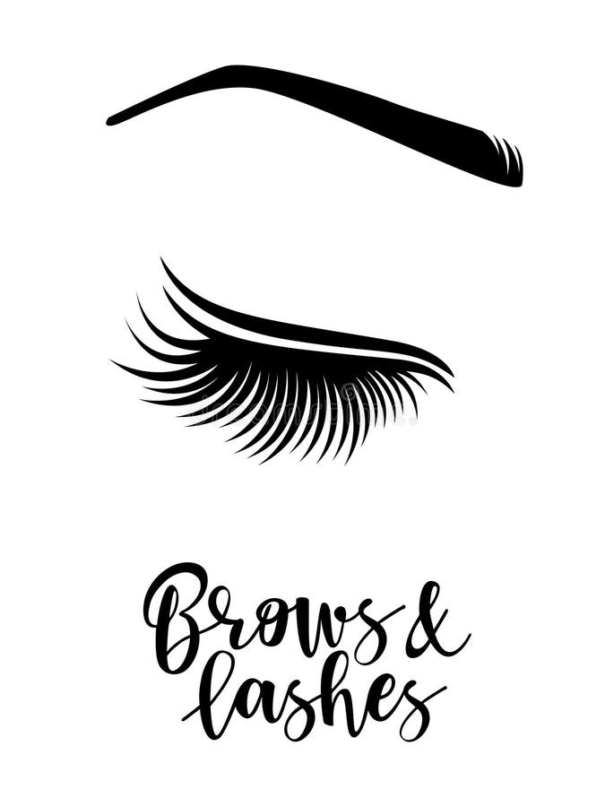 Brows and lashes logo. Vector illustration of brows and lashes. For beauty salon, brows master, lash extensions maker. Brows and lashes logo. Vector illustration of brows and lashes. For beauty salon, brows master, lash extensions maker.