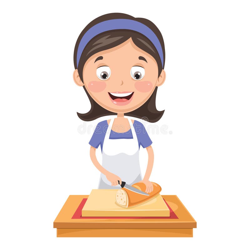 Vector Illustration Of Woman Cutting Bread eps 10. Vector Illustration Of Woman Cutting Bread eps 10