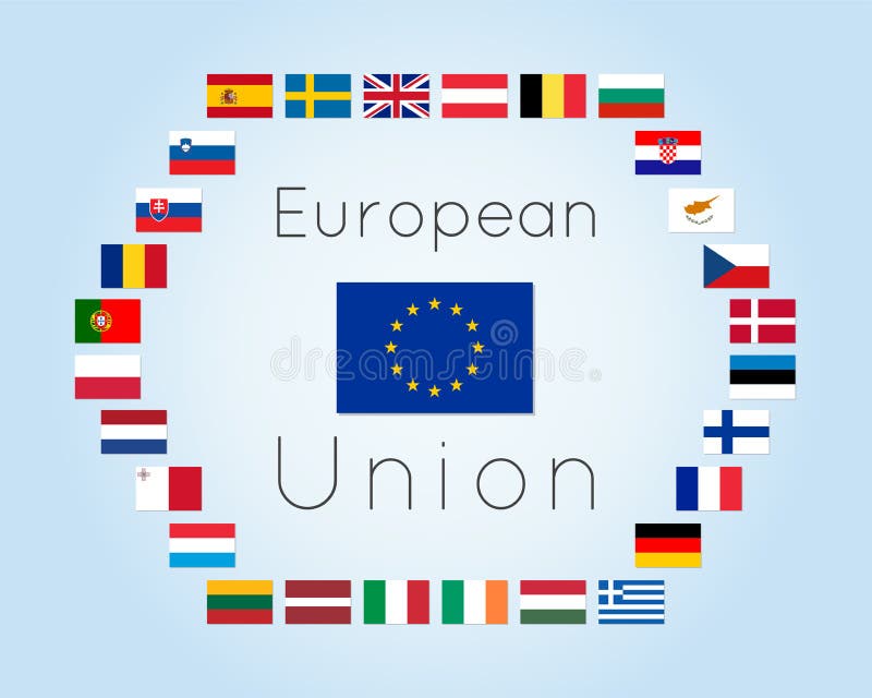 Vektorillustration av landsflaggor för europeisk union vektor illustrationer Vektorillustration av landsflaggor för europeisk union vektor illustrationer