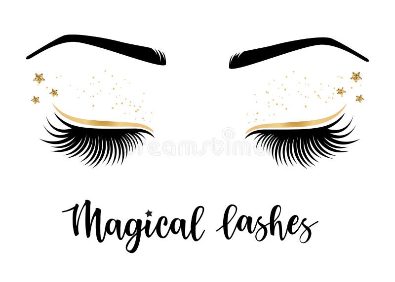 Vector illustration of lashes with `Magical` lashes inspiration for or beauty salon, lash extensions maker, brow master. Vector illustration of lashes with `Magical` lashes inspiration for or beauty salon, lash extensions maker, brow master.