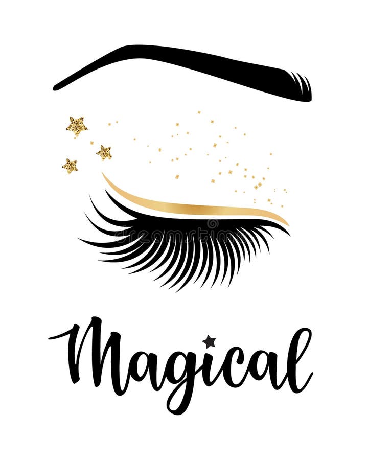 Vector illustration of lashes with `Magical` inspiration for or beauty salon, lash extensions maker, brow master. Vector illustration of lashes with `Magical` inspiration for or beauty salon, lash extensions maker, brow master.