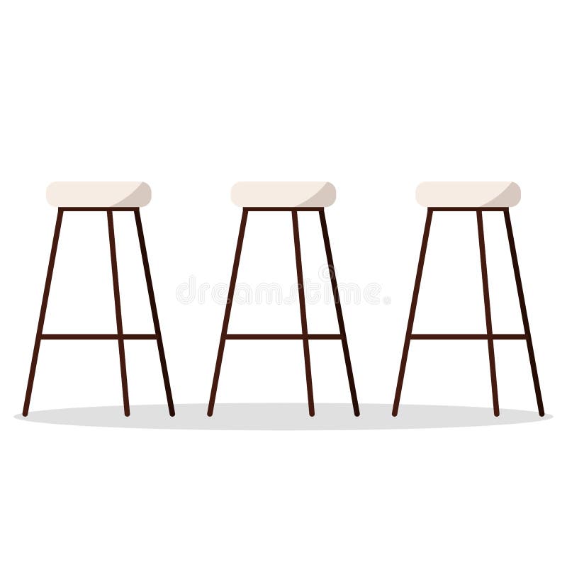 Vektorillustration av stång eller köksstolar för hemtrevlig och bekväm trämetall hög med den vadderade platsen vektor illustrationer Vektorillustration av stång eller köksstolar för hemtrevlig och bekväm trämetall hög med den vadderade platsen vektor illustrationer