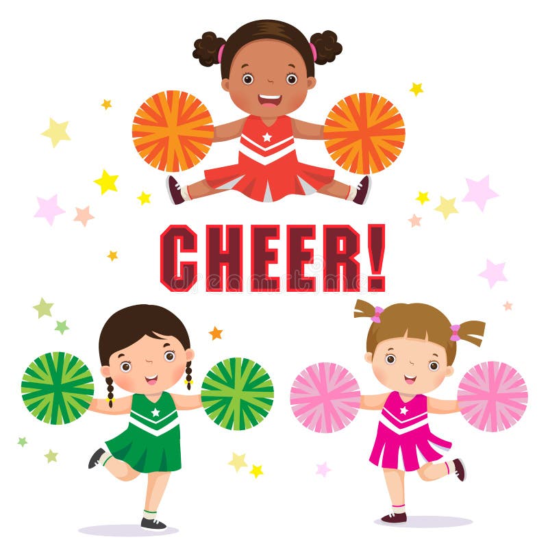 Vektorillustration der Cheerleader mit Pom Poms vektor abbildung Vektorillustration der Cheerleader mit Pom Poms vektor abbildung
