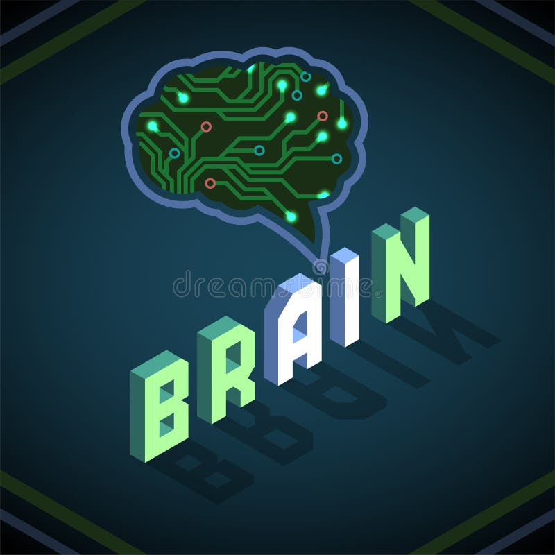 Vektorillustration der künstlichen Intelligenz der Leiterplatte auf Dunkelheit vektor abbildung Vektorillustration der künstlichen Intelligenz der Leiterplatte auf Dunkelheit vektor abbildung