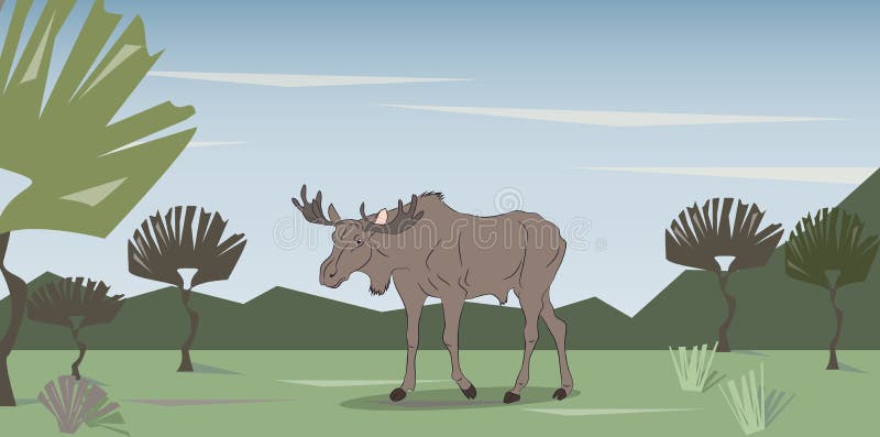 Vektorillustration des Elches, der auf Natur geht lizenzfreie abbildung Vektorillustration des Elches, der auf Natur geht lizenzfreie abbildung
