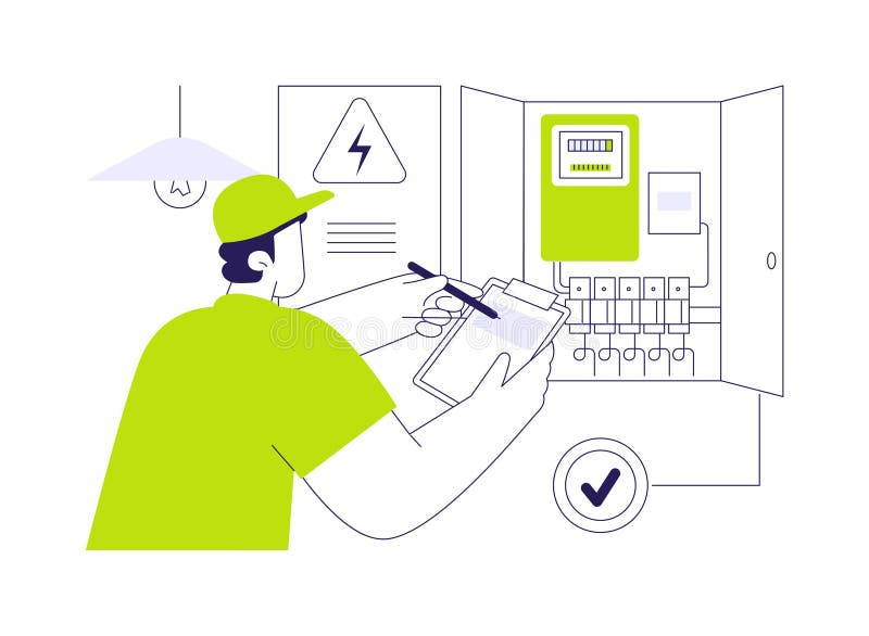 Vektorillustration för abstrakt koncessionsvektor för hemenergirevisor. stock illustrationer