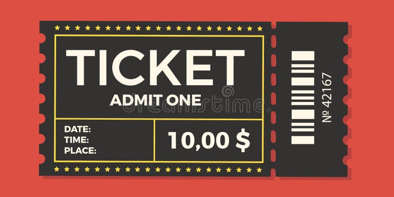 Vektorillustration för biljettikonen i platt stil. biljettstub isolerad i bakgrunden. Retro-film eller filmbiljetter vektor illustrationer