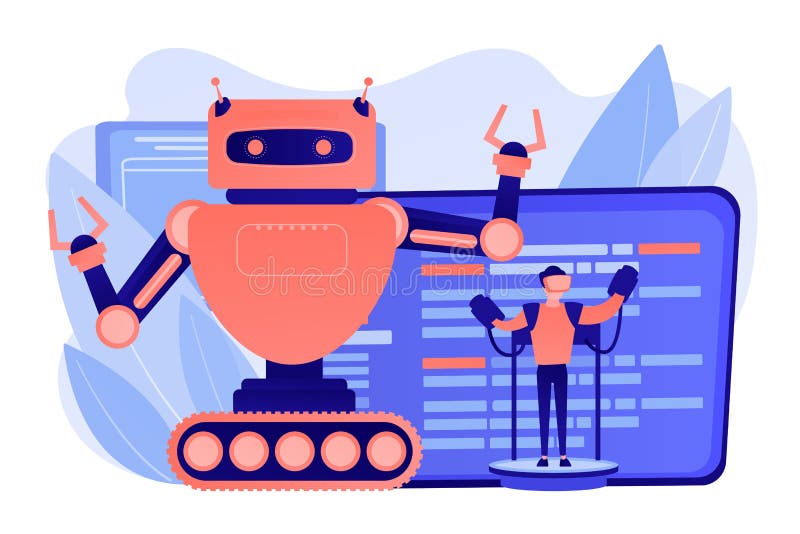 Vektorillustration för fjärrstyrd robotkoncepttes. royaltyfri illustrationer