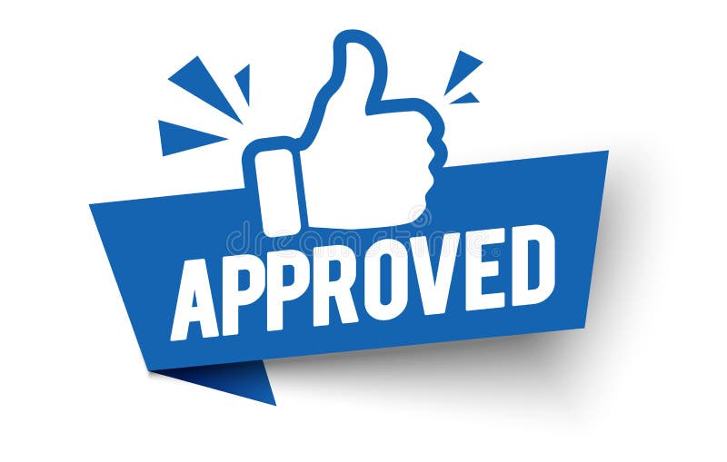 Vector illustration cool approved label flag with thumbs up icon. Vector illustration cool approved label flag with thumbs up icon.