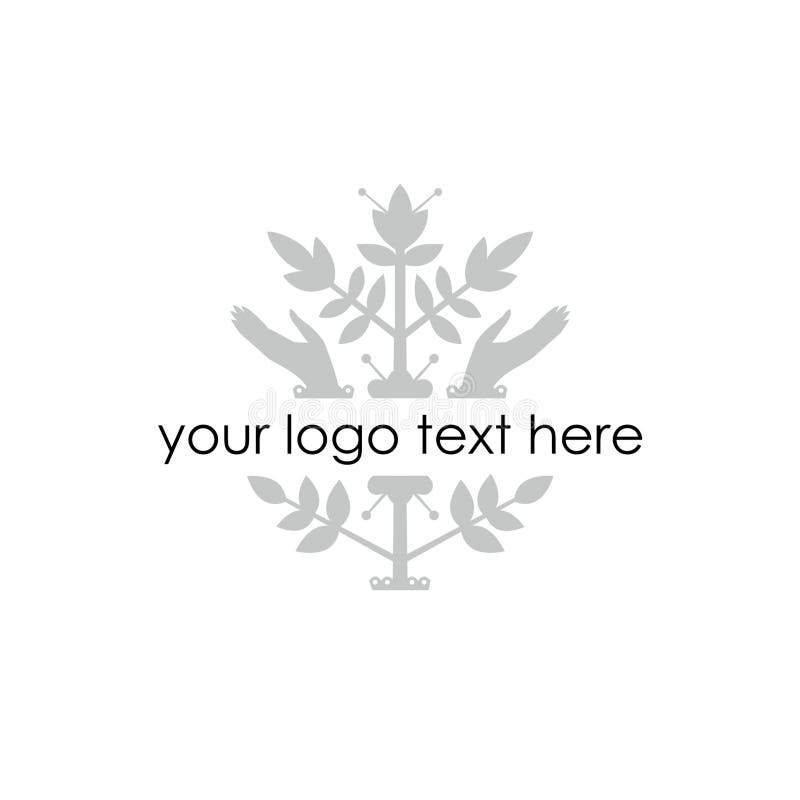 Vektorillustration - kontur av växten och händer Mellanrum för logo royaltyfri illustrationer Vektorillustration - kontur av växten och händer Mellanrum för logo royaltyfri illustrationer