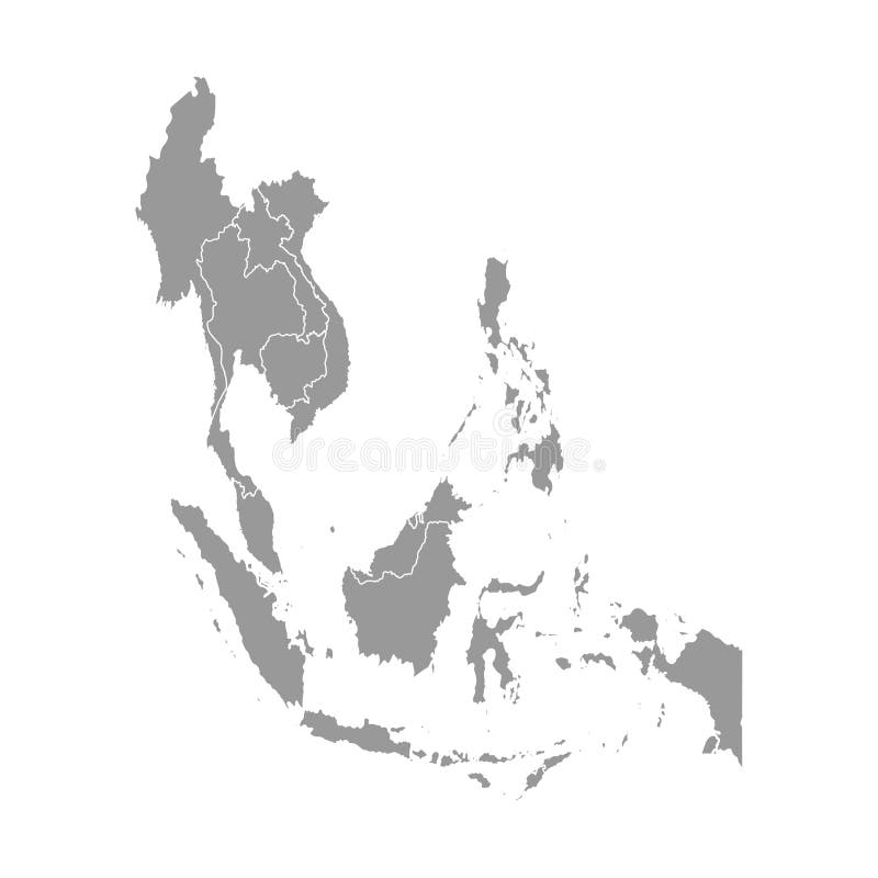 Vektorillustration mit vereinfachter Karte von asiatischen L?ndern S?dostregion Zustandsgrenzen von Myanmar, Laos, Indonesien lizenzfreie abbildung Vektorillustration mit vereinfachter Karte von asiatischen L?ndern S?dostregion Zustandsgrenzen von Myanmar, Laos, Indonesien lizenzfreie abbildung