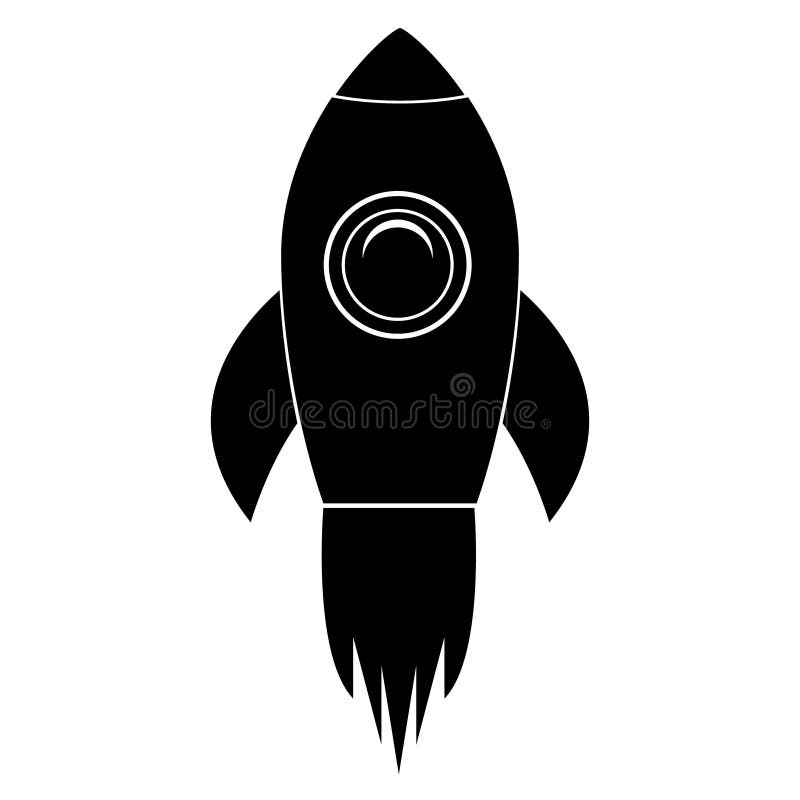 Vektorillustration von einem Rocket Schwarze Rakete auf weißem Hintergrund vektor abbildung