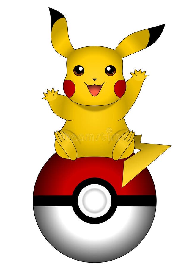 Vektorillustration von Pikachu auf dem pokeball lokalisiert auf weißem Hintergrund, pokemon Vektorillustration von Pikachu auf dem pokeball lokalisiert auf weißem Hintergrund, pokemon