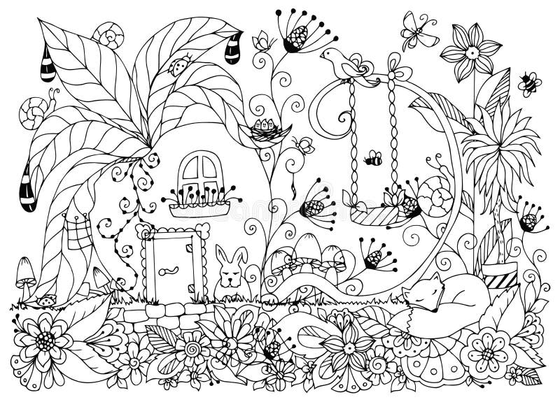 Vektorillustration Zen Tangle-Hausrettiche vektor abbildung Vektorillustration Zen Tangle-Hausrettiche vektor abbildung
