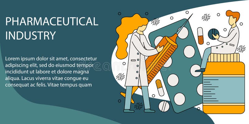 Vektorillustrationbegrepp av farmaceutisk bransch royaltyfri illustrationer Vektorillustrationbegrepp av farmaceutisk bransch royaltyfri illustrationer