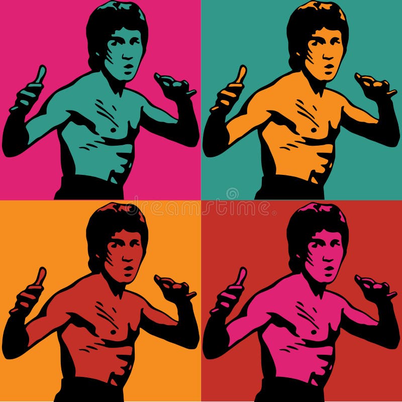 Vektorillustrationspop-arten-Art Andy-warhol Bruce Verteidigung farbiges vektor abbildung
