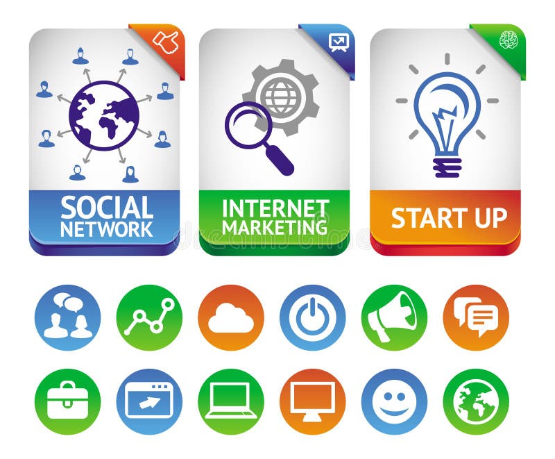 Vektorinternet-Marketing-Kennsätze vektor abbildung Vektorinternet-Marketing-Kennsätze vektor abbildung