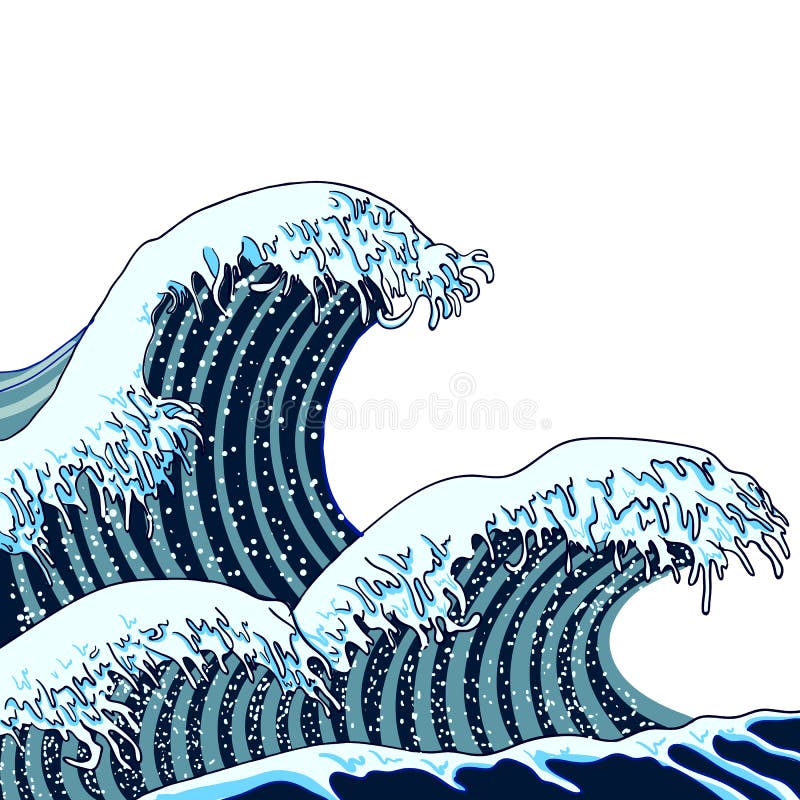 Vektorjapan vinkar illustrationen, traditionell asiatisk konst, målning, det hand drog havet royaltyfri illustrationer Vektorjapan vinkar illustrationen, traditionell asiatisk konst, målning, det hand drog havet royaltyfri illustrationer
