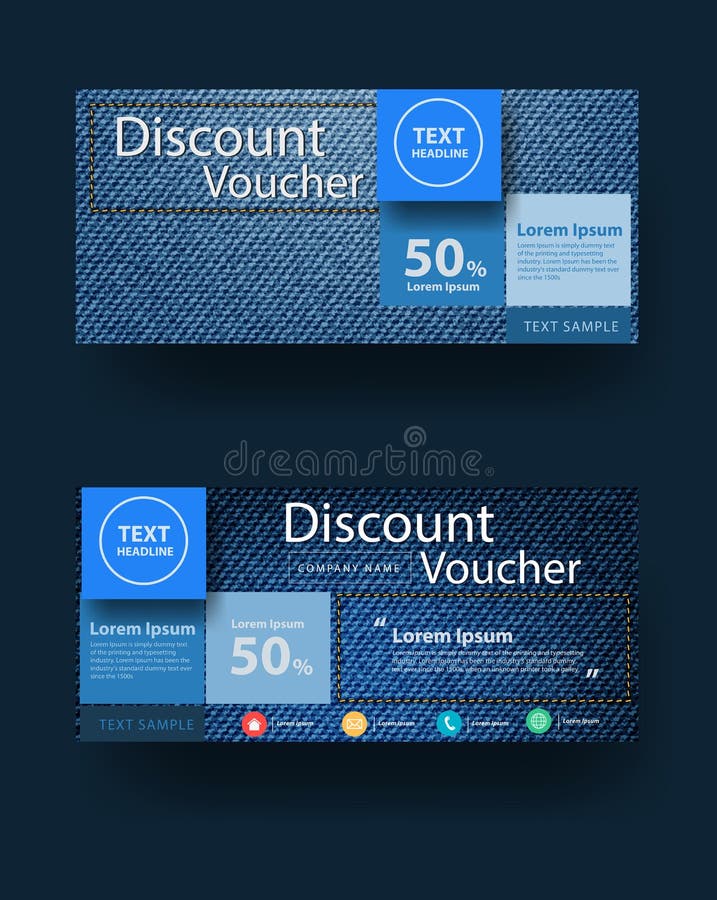 Vektorjeans texturerar bakgrund med rabattkupongorienteringen stock illustrationer