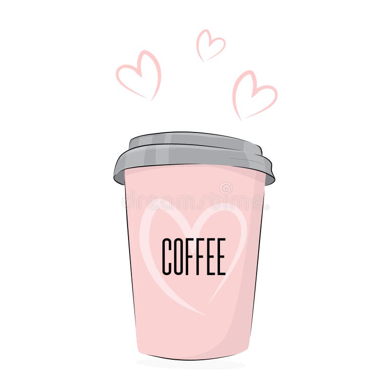 Vektorkaffedrink Gullig matillustrationkopp av drinken som går med älskvärd text Kaféaffisch med den rosa morgondrinken Frukost e stock illustrationer Vektorkaffedrink Gullig matillustrationkopp av drinken som går med älskvärd text Kaféaffisch med den rosa morgondrinken Frukost e stock illustrationer