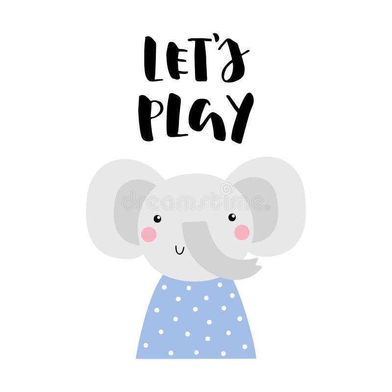 Vektorkarte mit nettem Elefanten und Text lässt Spiel Für Baby lizenzfreie abbildung Vektorkarte mit nettem Elefanten und Text lässt Spiel Für Baby lizenzfreie abbildung