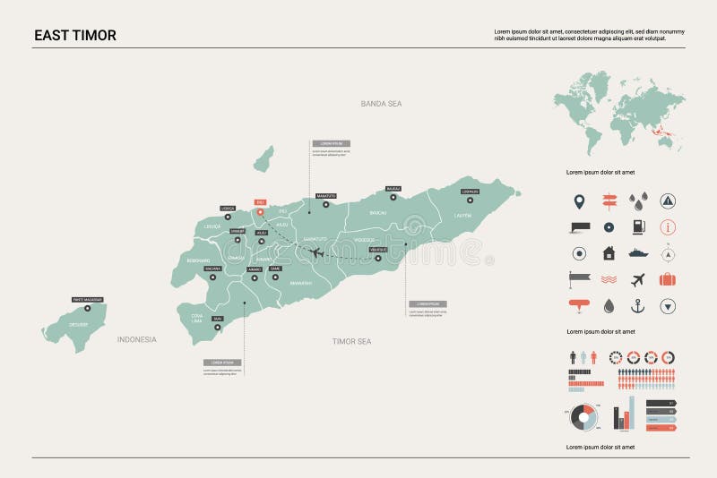 Politische Karte Osttimor vektor abbildung Illustration 