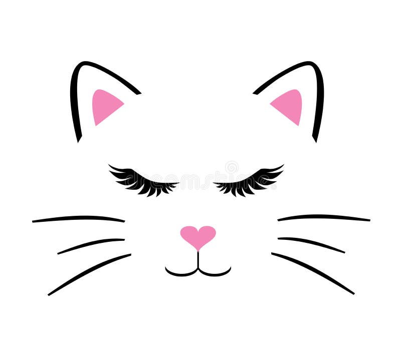 Vector illustration of a cute cat face with long lashes. Vector illustration of a cute cat face with long lashes.