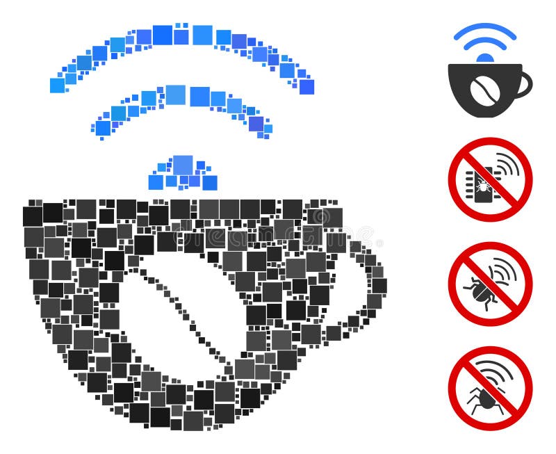 Vektorkollage för kvadratisk kaffekällikon royaltyfri illustrationer