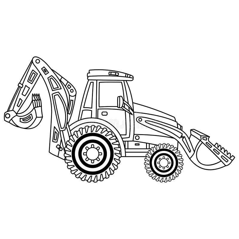 Vektorkonstruktionsgrävare Vektorgrävskopa stock illustrationer Vektorkonstruktionsgrävare Vektorgrävskopa stock illustrationer