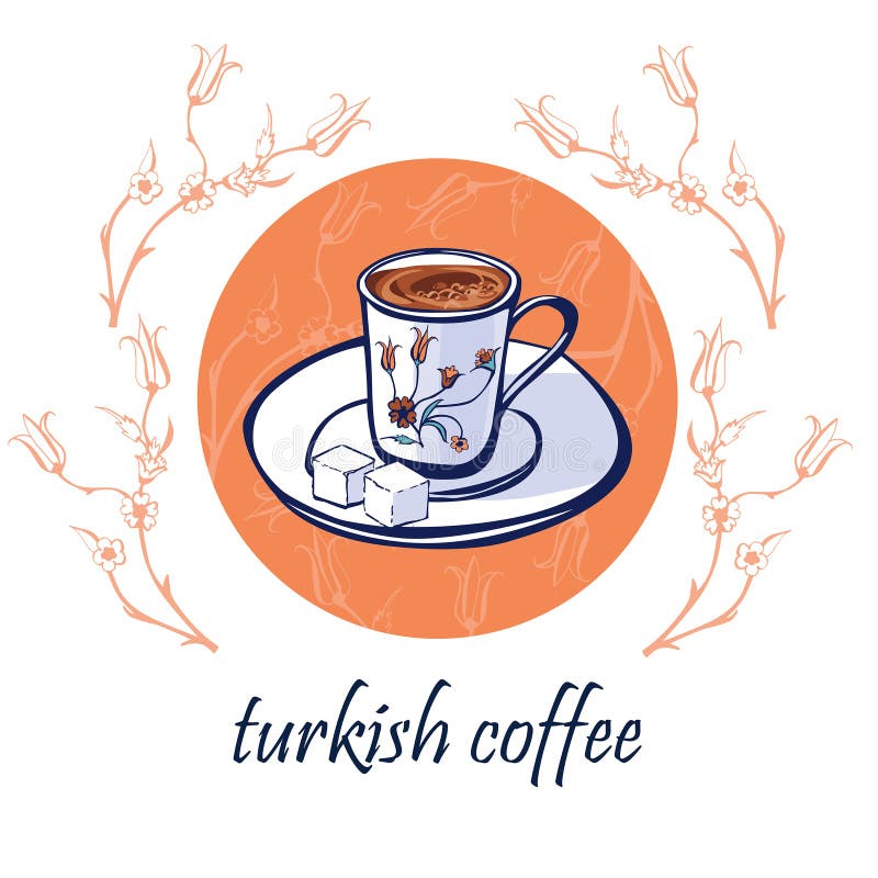 Vektorkortdesign med traditionellt turkiskt kaffe royaltyfri illustrationer Vektorkortdesign med traditionellt turkiskt kaffe royaltyfri illustrationer