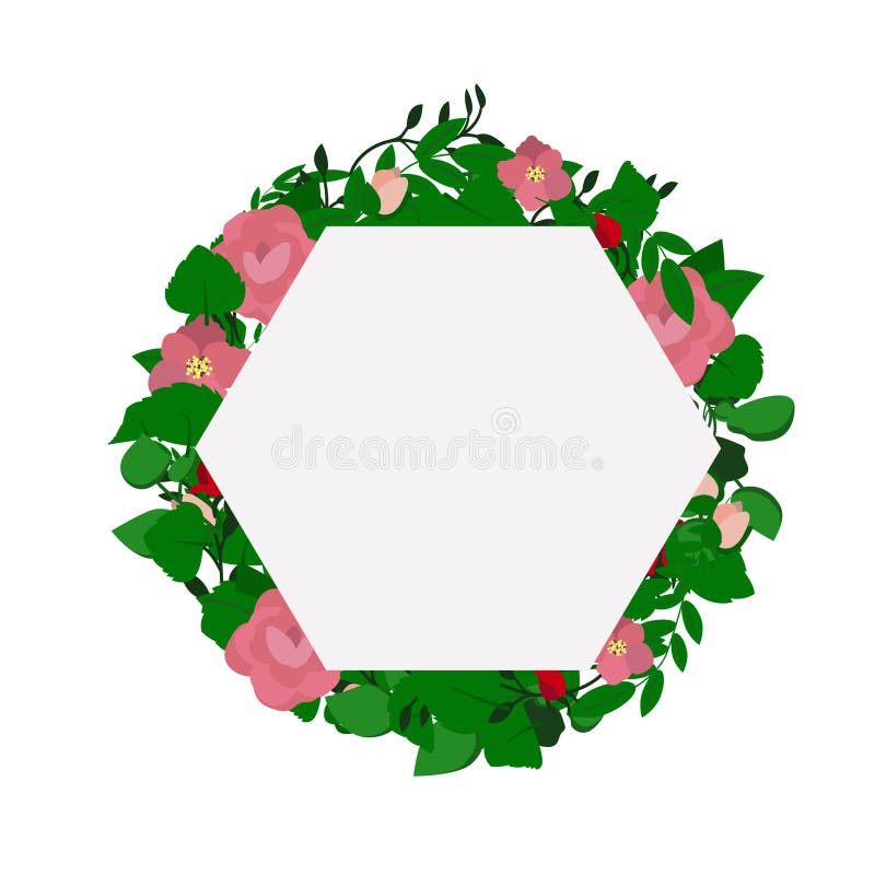 Vektorkranz von Blättern und von rosa Blumen stock abbildung Vektorkranz von Blättern und von rosa Blumen stock abbildung