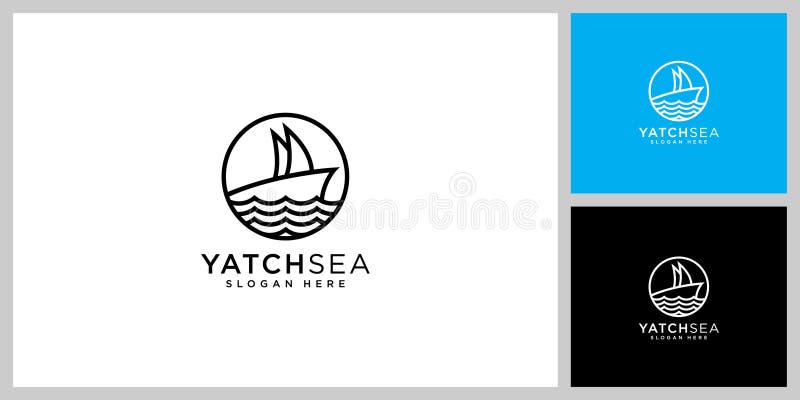 Vektormall för vektordesign för segelbåtens havslogotyp royaltyfri illustrationer