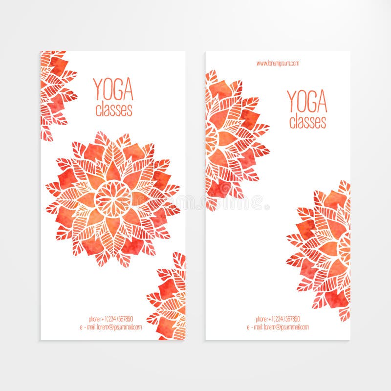 Vektormallar av baner med den röda blommamandalaen för vattenfärg royaltyfri illustrationer Vektormallar av baner med den röda blommamandalaen för vattenfärg royaltyfri illustrationer