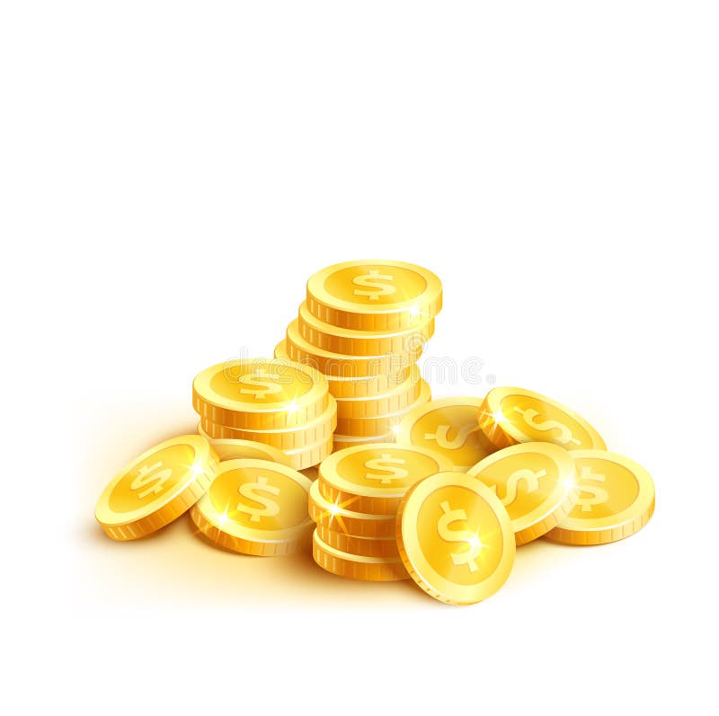 Vektormyntsymbol av den guld- högen för dollarmyntcent