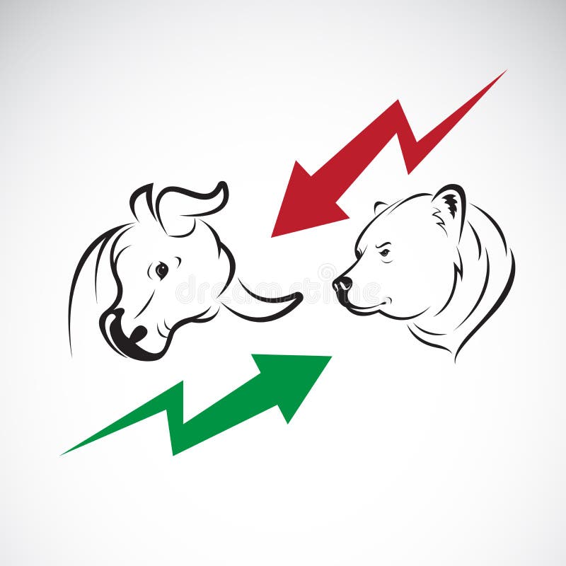 Vektorn av tjur- och björnsymboler av aktiemarknaden tenderar stock illustrationer