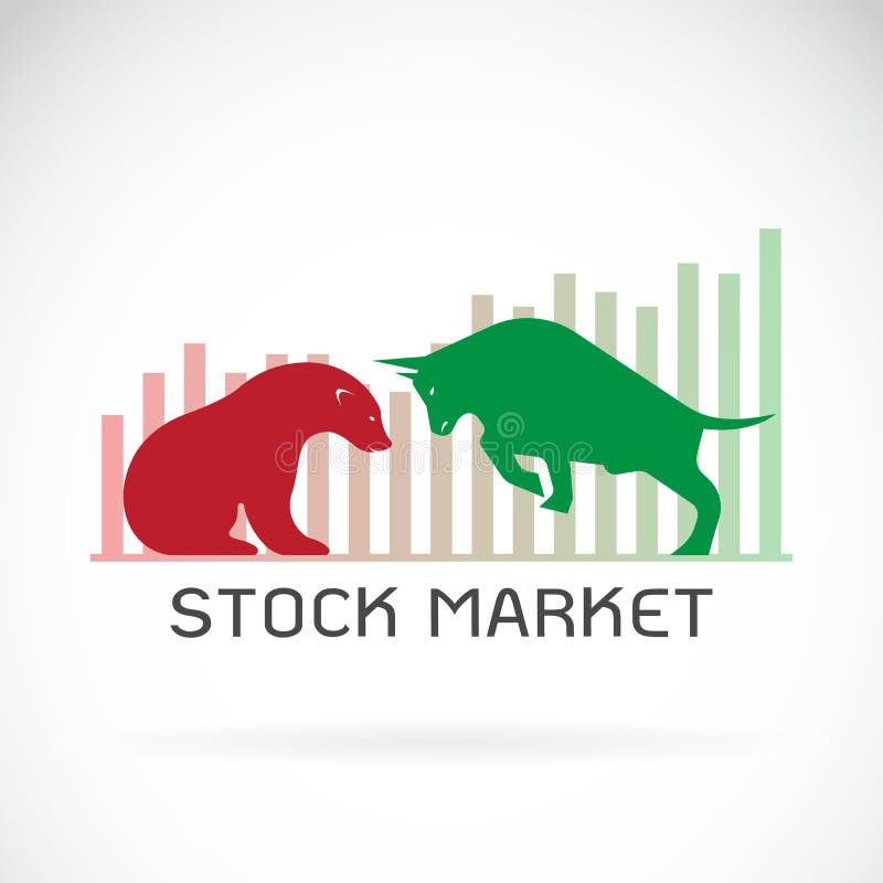 Vektorn av tjur- och björnsymboler av aktiemarknaden tenderar stock illustrationer
