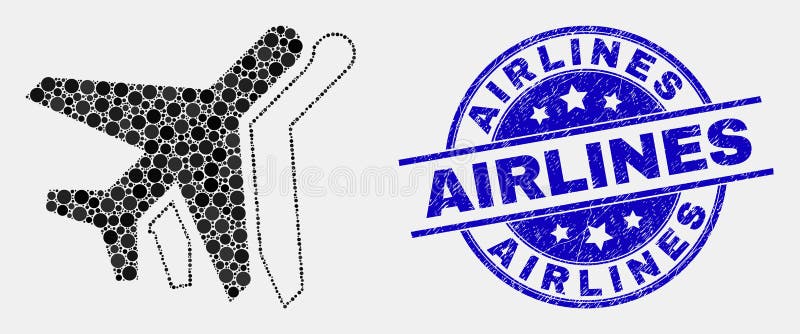 Vektorn prack flygplansymbolen, och Grungeflygbolag stämplar stock illustrationer Vektorn prack flygplansymbolen, och Grungeflygbolag stämplar stock illustrationer