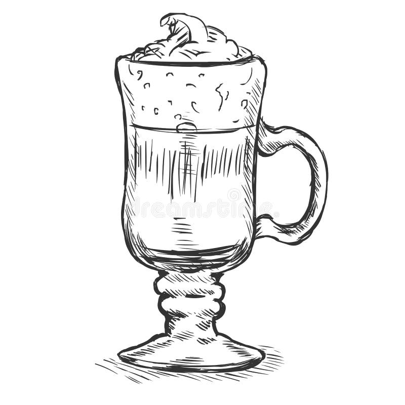 Vektorn skissar exponeringsglas med irländskt kaffe royaltyfri illustrationer