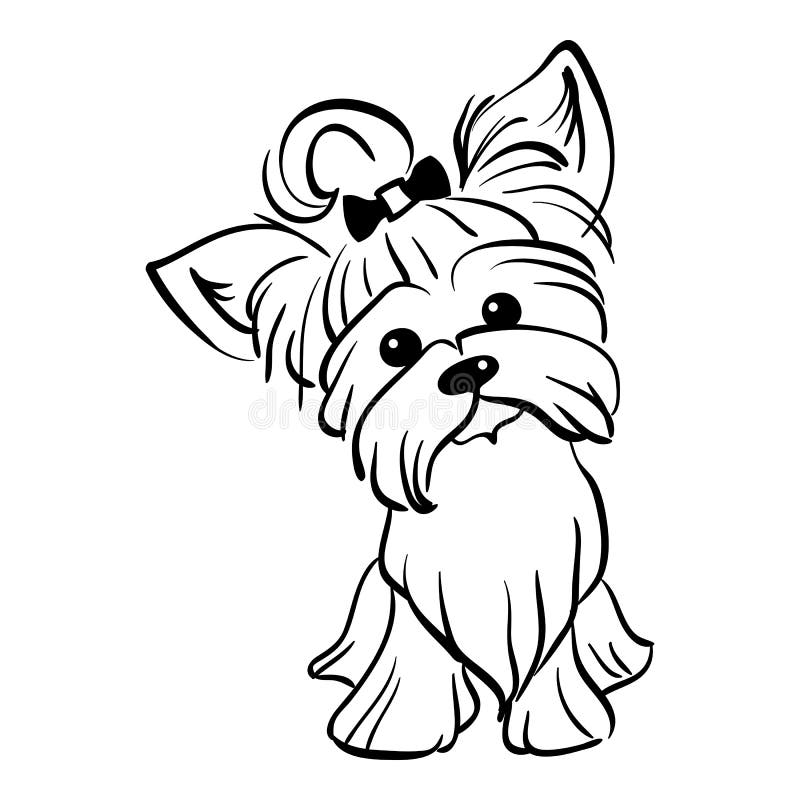 Vektorn skissar roligt sammanträde för hund för den Yorkshire terriern royaltyfri illustrationer Vektorn skissar roligt sammanträde för hund för den Yorkshire terriern royaltyfri illustrationer
