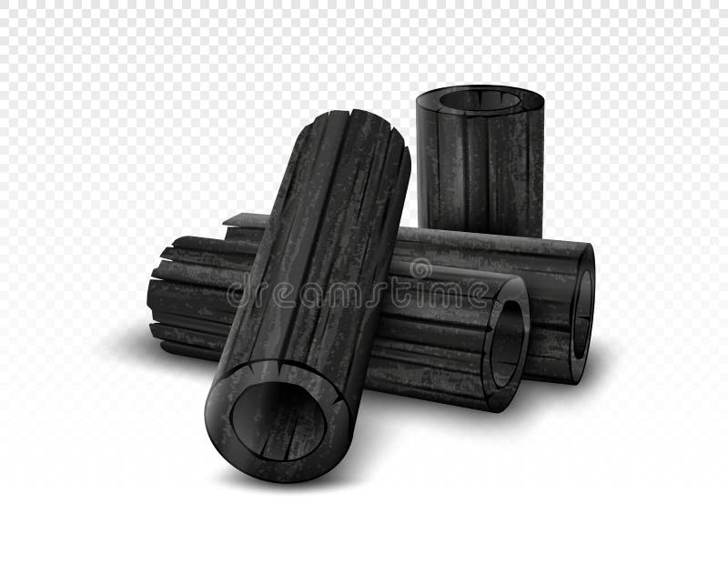 Vector natural bamboo charcoal isolated on transparent background. Realistic pieces charcoal. Vector natural bamboo charcoal isolated on transparent background. Realistic pieces charcoal