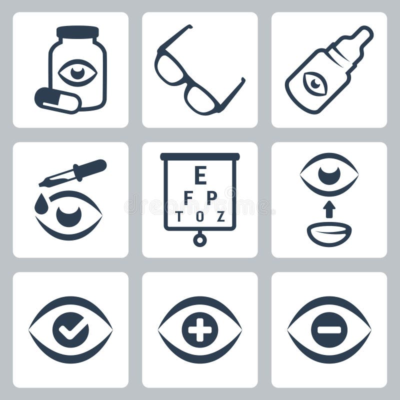 Vektoroptometrieikonen eingestellt stock abbildung Vektoroptometrieikonen eingestellt stock abbildung