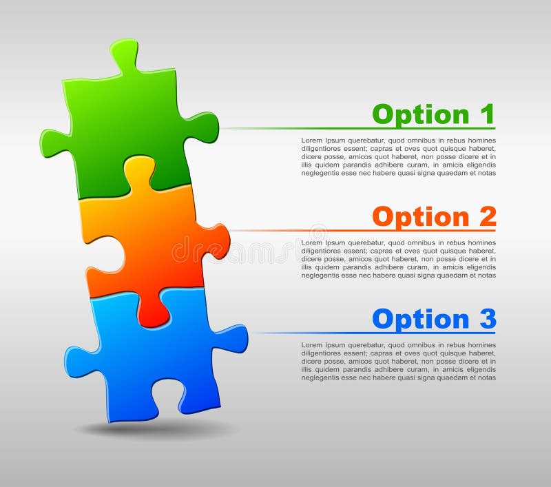 Vektor-Puzzle aus drei Teilen stock abbildung