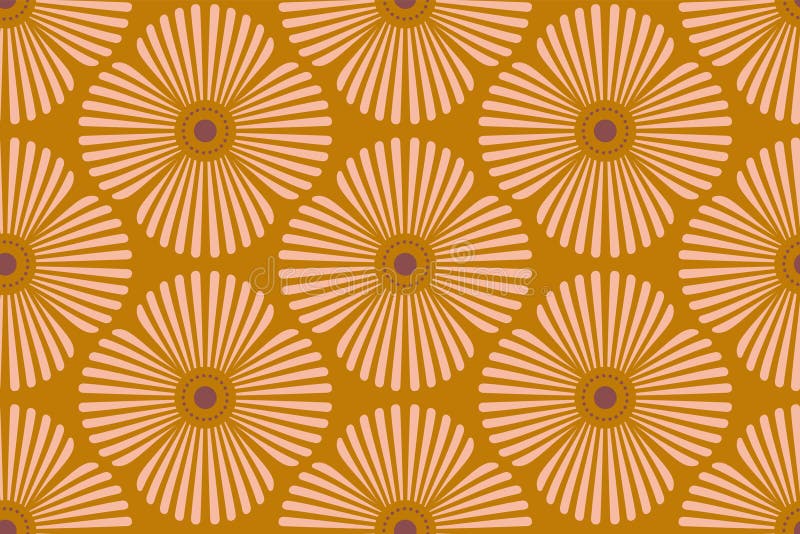 Vektorretro - sömlös abstrakt geometriskt flormönster. Geometriskt mönster för abstrakta blommor i 60-talstyp stock illustrationer