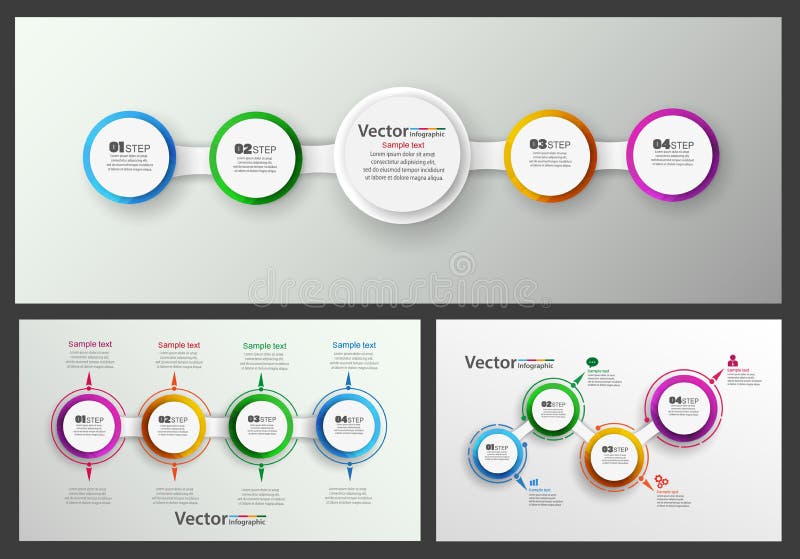 Vektorsatz bunter infographics Schablone mit Schritten, Wahlen stock abbildung Vektorsatz bunter infographics Schablone mit Schritten, Wahlen stock abbildung