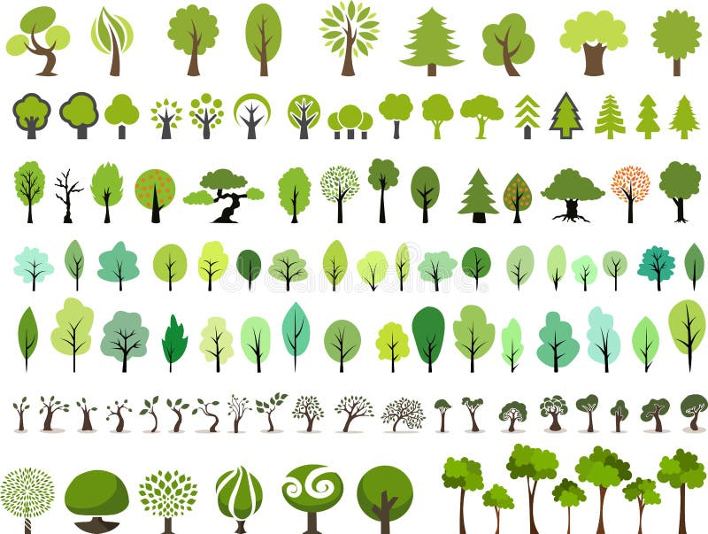 Vektorsatz Bäume mit unterschiedlicher Art